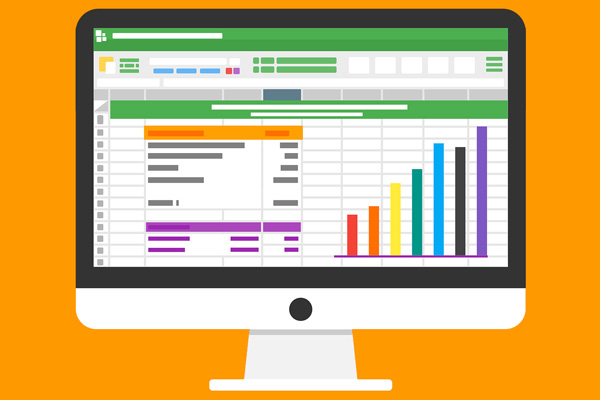 Illustration of a typical budget planning laptop screen.